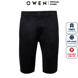 Quần Short Kaki Nam Cao Cấp OWEN SK231286 Quần Sooc Thô Ngố Khaki màu đen chất vải cotton dáng slim fit ôm vừa