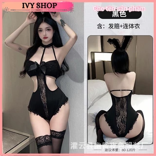 Bộ cosplay thỏ đính nơ khoét eo gọi cảm 2521 IVYSHOP