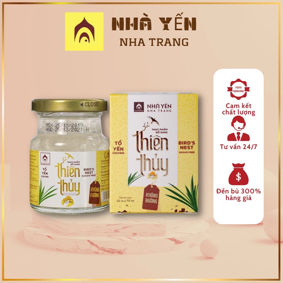 Nước yến Thiên Thủy vị hạt sen bổ não 1 lọ 70ml, Tổ yến chưng đường phèn Thiên Thủy tăng sức đề kháng