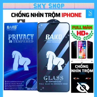 Cường lực chống nhìn trộm baiko iphone 11 pro max 12 pro max 13 pro max 14 pro max 15 pro max x xr xs max 7 8 plus [SKY]