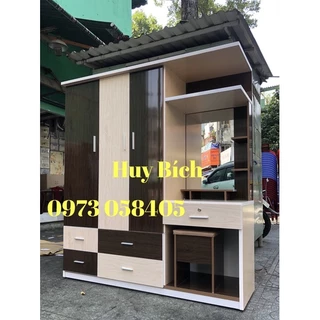 Tủ quần áo kèm nhựa đài loan kèm bàn trang điểm(165x180x48)Tặng ghế nệm.