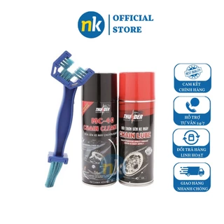 Combo bảo dưỡng sên chống văng Thunder Chain Lube 400ml và Rửa sên MC - 40 Tặng kèm Bàn chải vệ sinh sên