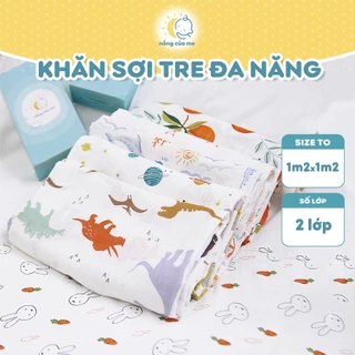 Khăn Sợi Tre Đa Năng 1m2*1m2 Chính Hãng Nắng Của Mẹ 2 lớp mềm mịn phù hợp làm chăn mỏng, khăn quấn bé_CHAN