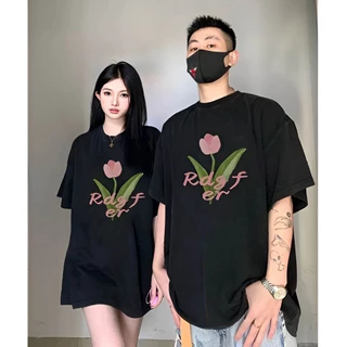 Áo thun hoa tuylip tay lỡ from rộng local brand kèm croptop baby tee mặc đôi nam nữ unisex chất cotton Semclothes [A081]