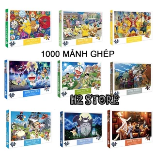 Tranh xếp hình 1000 mảnh - Ghép hình tranh 75x50cm - One Piece Doraemon Pikachu Conan Shinichi Kaito Kid Nobita Anime