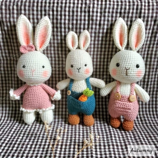 Gấu bông len handmade Thỏ Bunny (kèm cà rốt hoặc nơ) - Amigurumi - Quà tặng cho bé, người thân, bạn bè, tặng sinh nhật