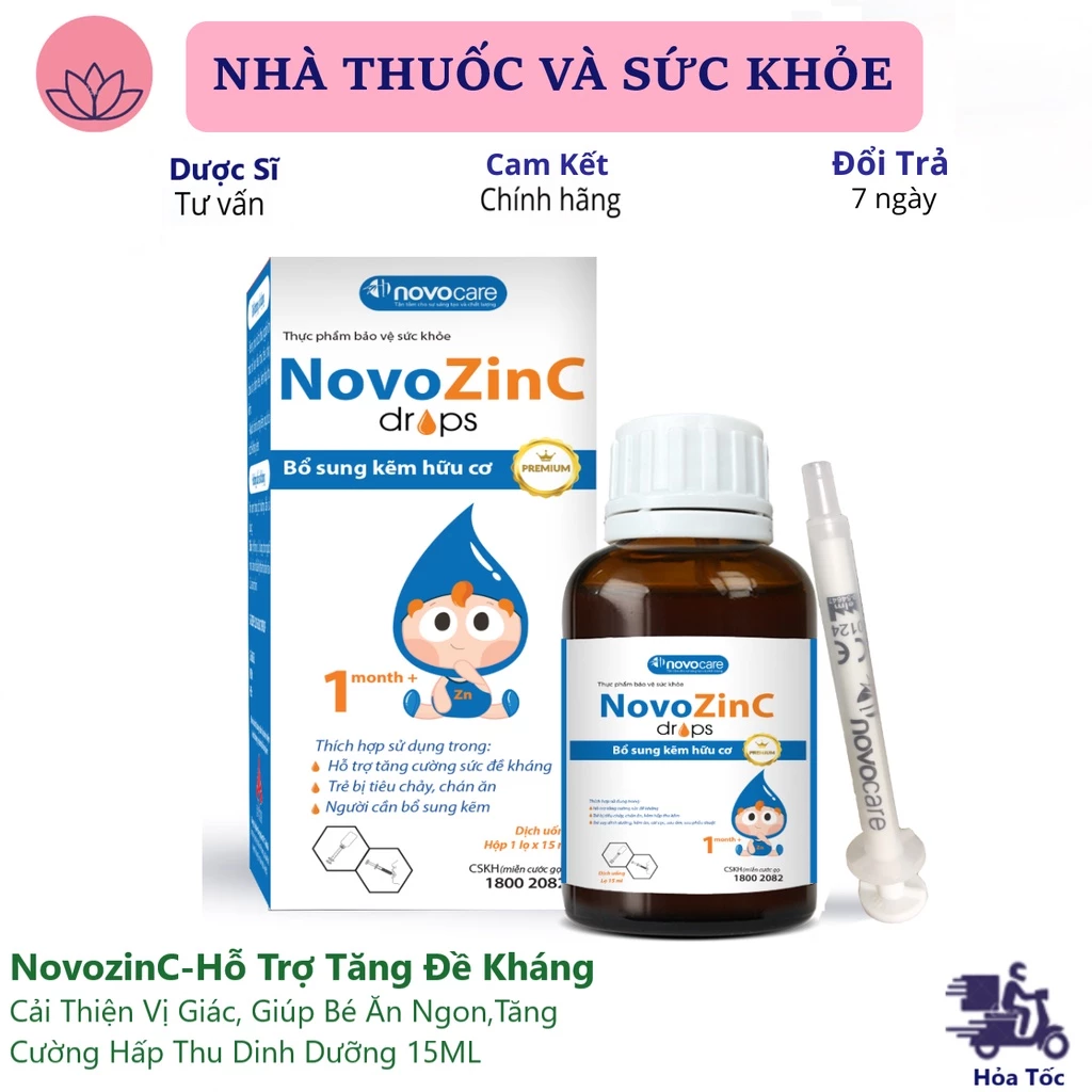 NovozinC-Hỗ Trợ Tăng Đề Kháng, Cải Thiện Vị Giác, Giúp Bé Ăn Ngon,Tăng Cường Hấp Thu Dinh Dưỡng 15ML