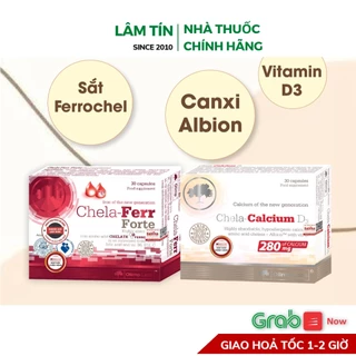 COMBO Sắt Chela Ferr Forte Và Canxi Chela Calcium D3 Cho Bà Bầu 14,4g Hàng Chính Hãng Hộp 30 viên