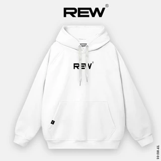 Áo Hoodie trắng form rộng 100% Cotton REW