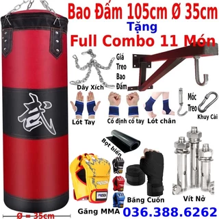 Combo vỏ bao cát đấm bốc boxing - tặng găng tay boxing mma full 9 món dành cho tập luyện đấm bốc