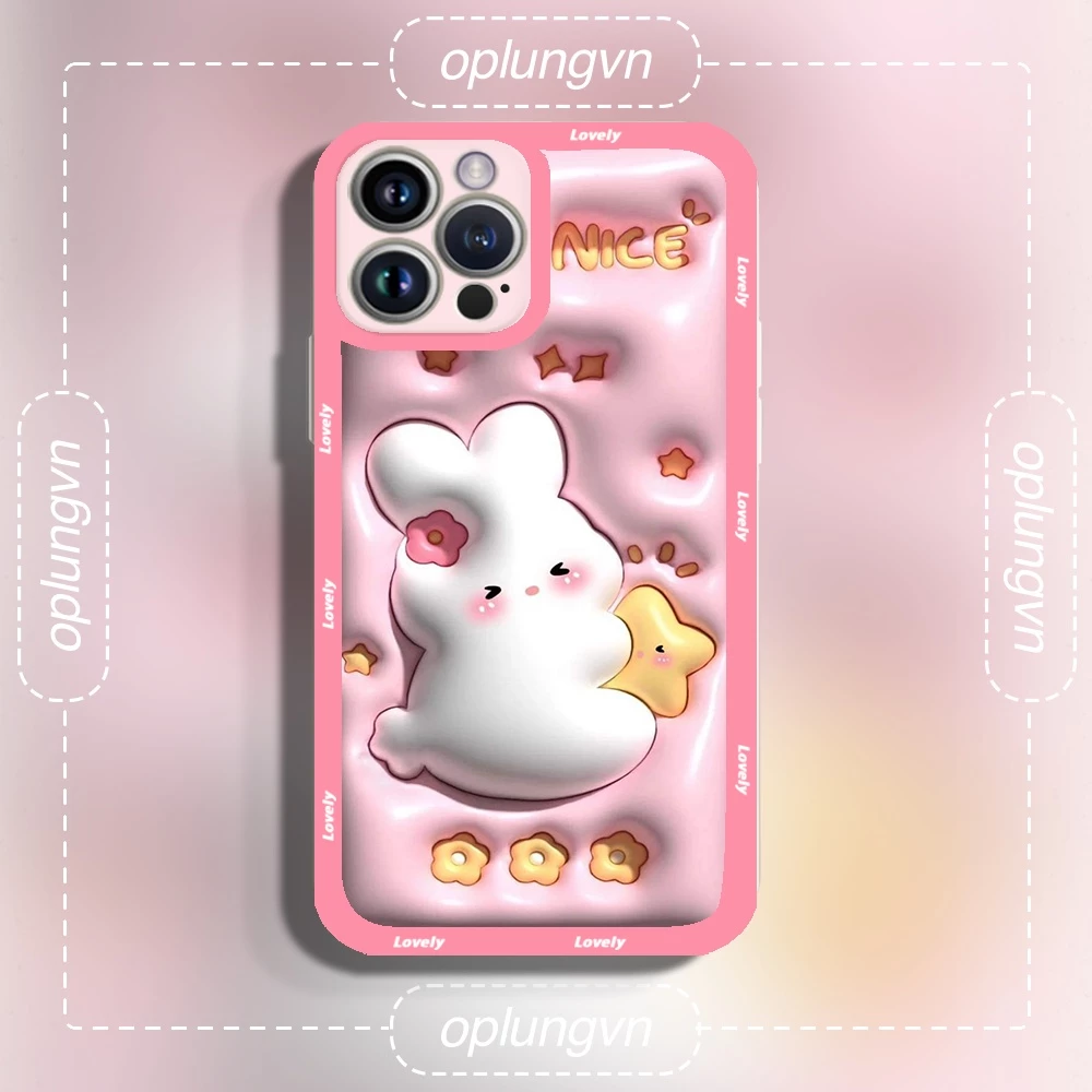 Ốp iphone Cute Thỏ ôm saoo mềm thích hợp cho iPhone 11 Pro 11 12 13 Pro max XS max XR 7 plus 8plus Se tr3242