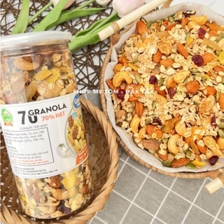 Granola 70% hạt 30% yến mạch nướng mật ong không đường (Ngũ cốc ăn kiêng,ăn sáng,hạnh nhân,óc chó,hạt điều)