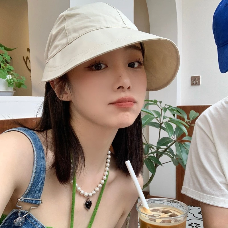 Mũ Bucket Tai Bèo Vải Cotton Mũ Vành Rộng Màu Xanh Chống Nắng UV