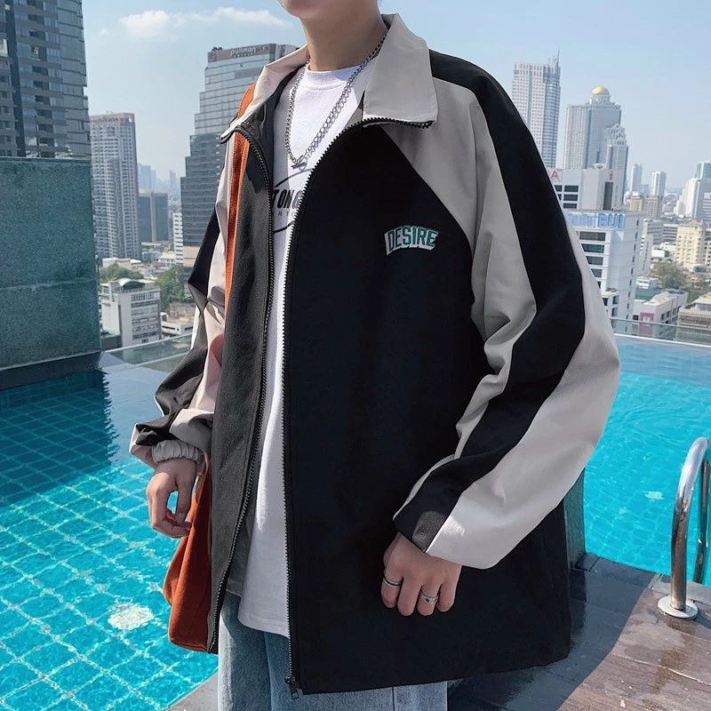 Áo khoác dù Gió Cổ Bé Chữ DESIRE 2 lớp Phối Màu Unisex - Kiểu Bomber Có khóa kéo zip  Nam Nữ Cặp Đôi Couple