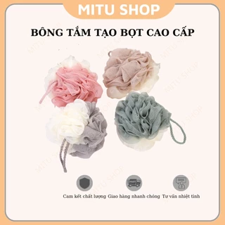 Bông Tắm Tròn Cao Cấp 2 Màu Có Dây Treo - Siêu Mềm Siêu Tạo Bọt Kì Cọ Tẩy Da Chết