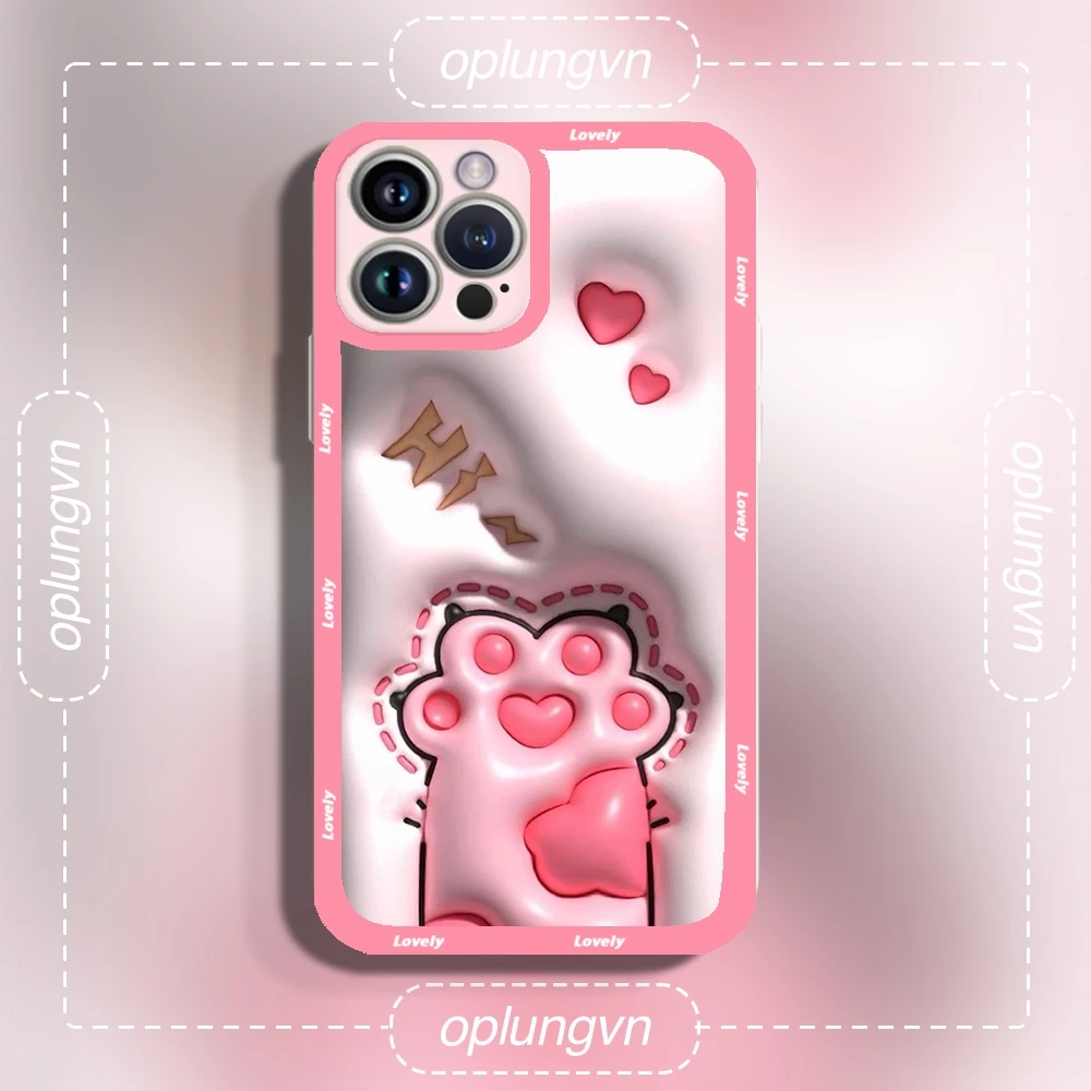 Ốp lưng iphone Bàn Chân Mèo Cute mềm thích hợp cho iPhone 11 Pro 11 12 13 Pro max XS max XR 7 plus 8plus Se tr3238