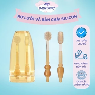 Rơ lưỡi và bàn chải silicon chải sạch hơn chống tưa lưỡi cho bé 0-2 tuổi