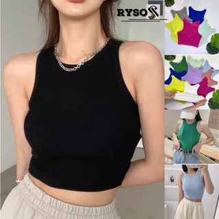 Áo Croptop Ba Lỗ ngược trơn ,Áo CRT kiểu nữ ôm chất thun gân mềm mát RYSO