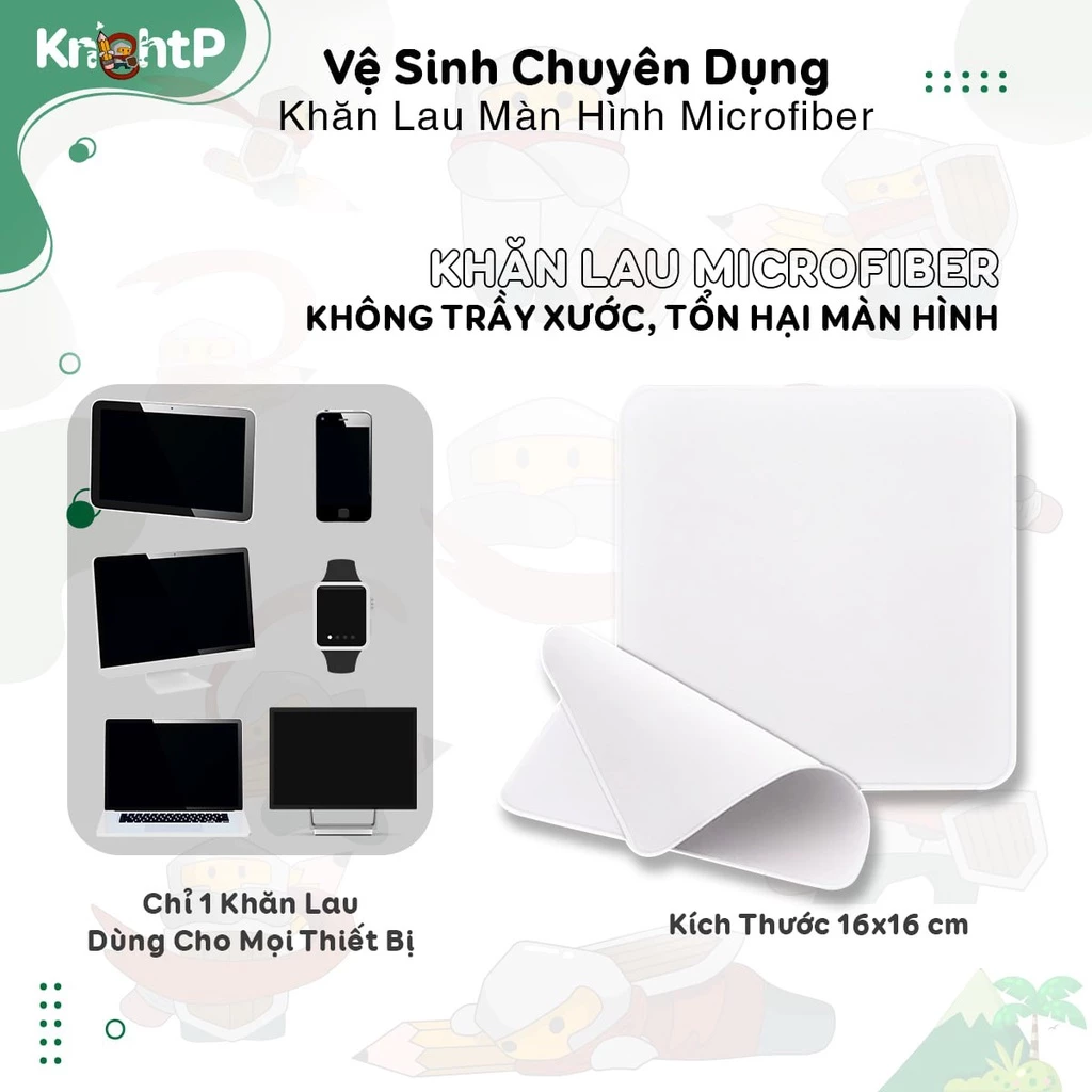 Khăn lau Polishing Cloth Microfiber dành cho màn hình điện thoại, máy tính bảng, laptop, iPad, Macbook