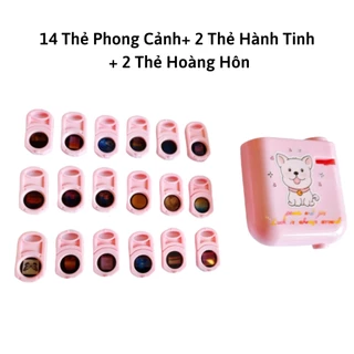 Máy Chiếu Mini - Đèn Chiếu Hoàng Hôn Trang Trí - 2 Thẻ Sinh Nhật - Có Đèn Led Dùng Làm Đạo Cụ Chụp Ảnh