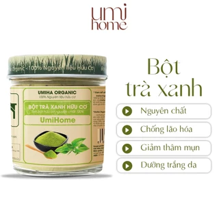 Bột Trà Xanh đắp mặt nạ hữu cơ UMIHOME 135g nguyên chất - Giúp trắng da, sạch mụn và thâm, ngừa lão hóa, mờ nếp nhăn