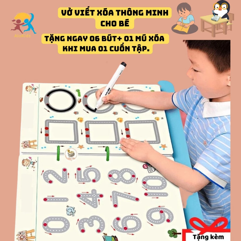 Tập Tô Vẽ Thông Minh Xóa Được Cho Bé Alokids Đồ Chơi Giáo Dục Montessori Giúp Bé Phát Triển Não Bộ