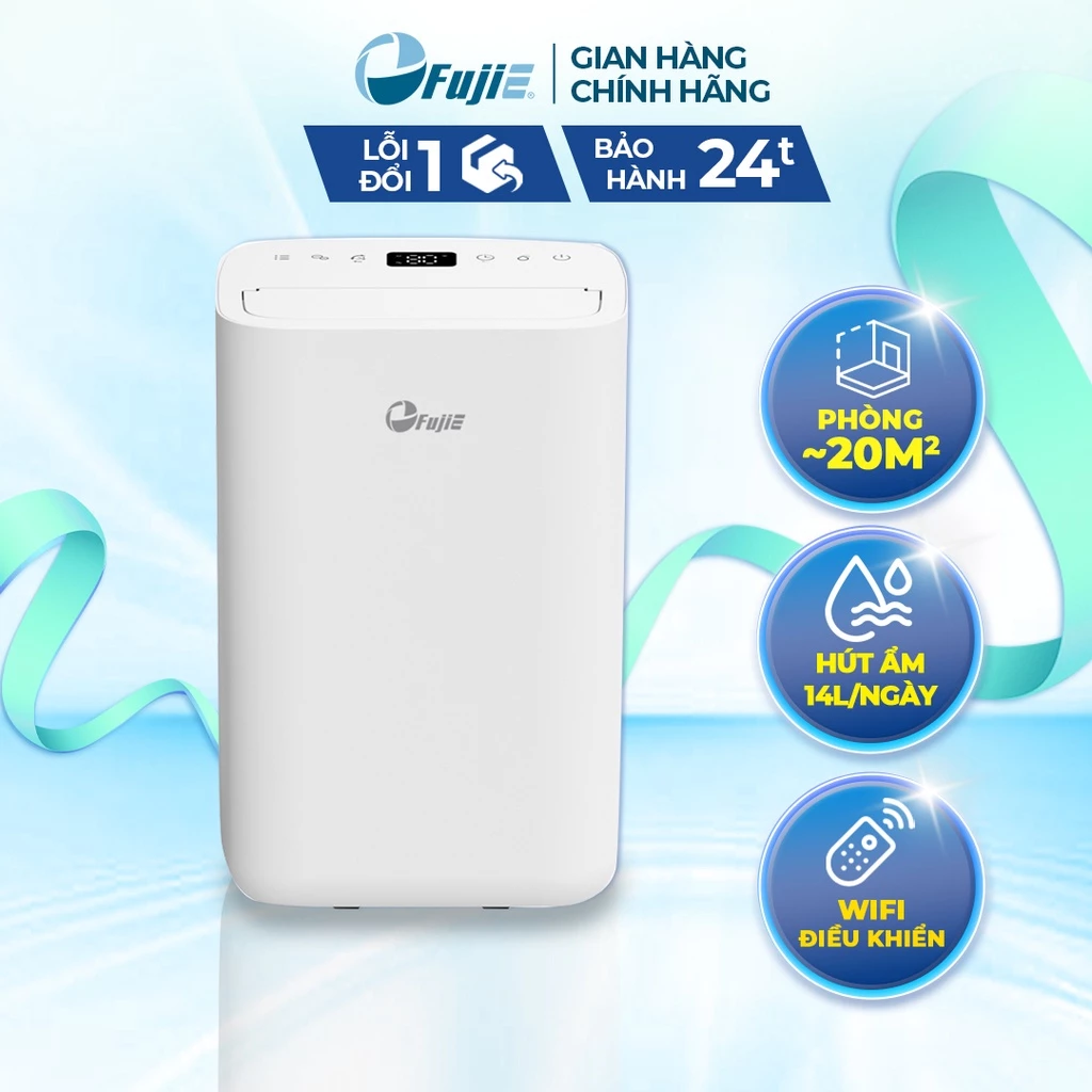 Máy hút ẩm công nghệ máy nén FUJIE HM-914EC Pro kết nối wifi công suất hút ẩm 14L/ngày, có ionizer