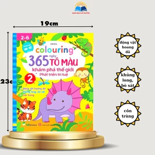 Sách - Colouring 365 Ngày Tô Màu Khám Phá Thế Giới Phát Triển Trí Tuệ - Động Vật Hoang Dã, Khủng Long,...(Tập 2)