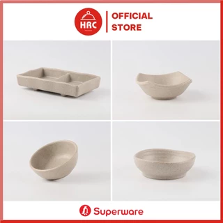 Bộ chén đĩa chấm gia vị 2 ngăn nhà hàng nhựa Melamine đất sáng nhám Srithai Superware bền đẹp chính hãng