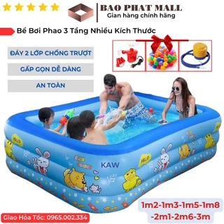 Bể bơi phao KAW 3 tầng trẻ em dày dặn đáy 2 lớp chống trượt, gấp gọn dễ dàng, an toàn cho bé [KÈM PHỤ KIỆN BƠM VÀ BÓNG]