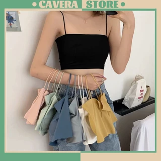 Áo bra nữ, Bra hai dây, áo croptop su sọc mát mẻ co dãn Cavera B017