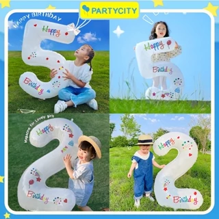 [Kèm STICKER] Bong bóng số tuổi  size to 70cm trang trí sinh nhật, chụp hình checkin, tiệc partymàu trắng kèm sticker