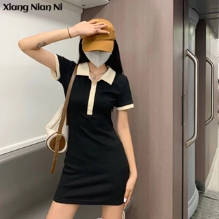Xiang Nian Ni Đầm tay ngắn ôm eo thời trang mùa hè Hàn Quốc 2024 cho nữ