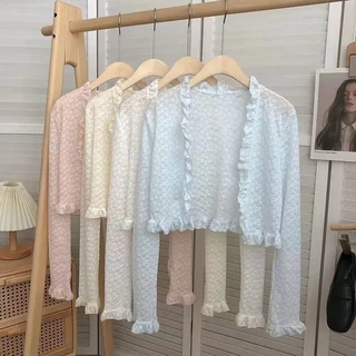 Áo Khoác Ren cardigan Mỏng Tay Dài Chống Nắng Mùa Hè Cho Nữ