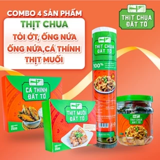 Combo 4 Sản Phẩm Thịt Chua Tỏi Ớt, Thịt Chua Ống Nứa, Cá Thính, Thịt Muối