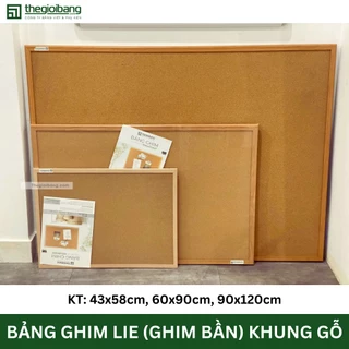 [HN] Bảng Ghim Lie Khung Gỗ (Bảng Ghim Bần) - 43.1 x 58.4cm, 60.9 x 91.4 cm - Bảng Ghim Trang Trí