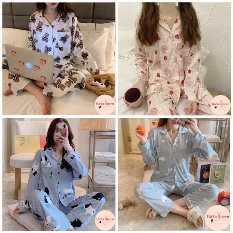 Bộ đồ ngủ Pijama dài tay thu đông nhiều họa tiết con vật dễ thương mẫu mới hot nhất (Hàng có sẵn)