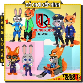 Mô hình Cáo Nick và Thỏ Judy trong Zootopia dạng đồ chơi lắp ghép cáo thỏ phi vụ động trời làm quà đồ decor