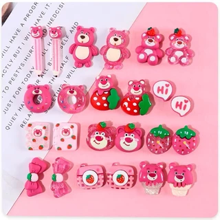 Charm 3D Gấu Dâu Lotso Dễ Thương(kèm keo 2 mặt) Trang Trí Bình Nước, Ốp Lưng, Kẹp Tóc