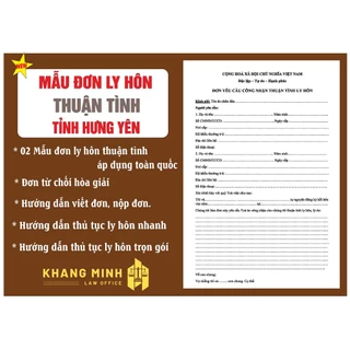 Đơn ly hôn thuận tình tỉnh Hưng Yên 2023 + Đơn từ chối hòa giải + Hướng dẫn viết đơn