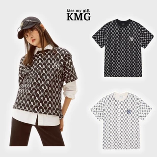 Áo Thun MLB NY n hoạ tiết Monogram  - Áo thun tay lỡ unisex nam nữ form rộng oversize chất liệu Cotton co dãn 4 chiều