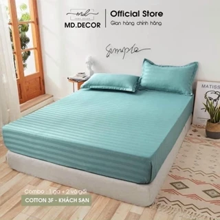 Bộ ga giường Cotton 3F chuẩn khách sạn MD.Decor - Bedding nhiều kích thước drap bọc nệm M4,M6,M8 trơn màu