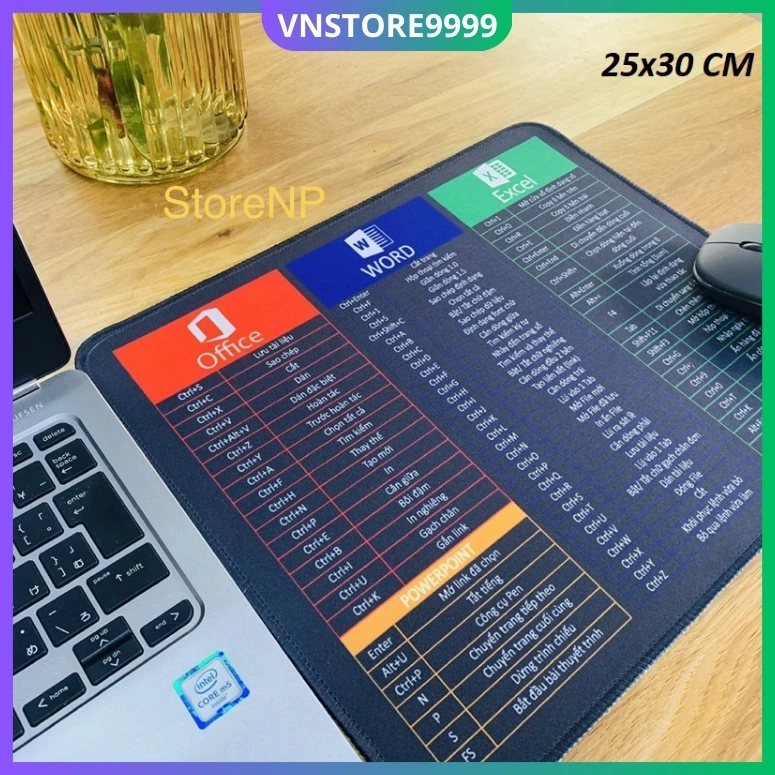 Lót chuột, pad chuột 25x30 phím tắt và black phù hợp cho dân văn phòng, game, giải trí, học tập bảo hành 12 tháng