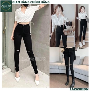 Quần kaki đen dài co giãn nâng mông, Quần tregging nữ cạp cao dài dáng thun ôm bó legging skinny vải giữ nhiệt - LAZA