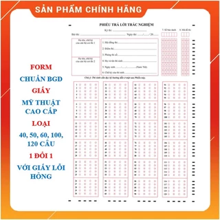 Phiếu trả lời trắc nghiệm chuẩn bộ giáo dục