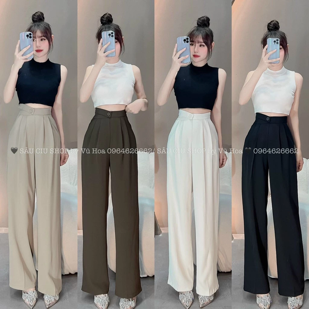 Quần culottes vải cạp lệch cạo cao cực kì tôn dáng-LNS