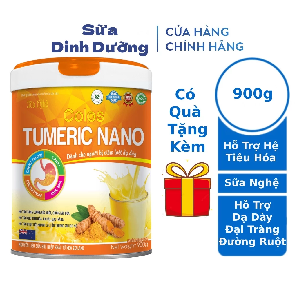 Sữa nghệ Turmeric Nano 900g dành cho người đau dạ dày, Tá tràng, Đại tràng, Đường ruột, Hệ tiêu hóa