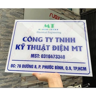 Biển Hiệu Công Ty thiết kế theo yêu cầu vật liệu mica cao cấp in uv ngược chống phai màu