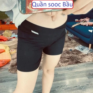 Quần đùi bầu cotton cạp chéo - đỡ bụng, có chun chỉnh size co giãn cho mẹ bầu mặc nhà mùa hè