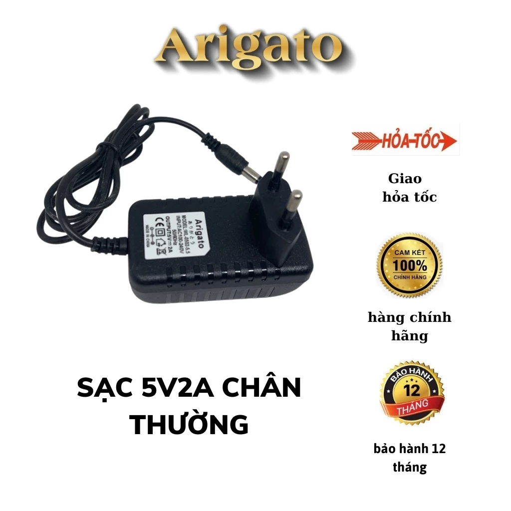 Nguồn 5V2A  ARIGATO chân to 5.5*2.5 chính hãng,sạc cho camera,đèn điện...bảo hành 12 tháng
